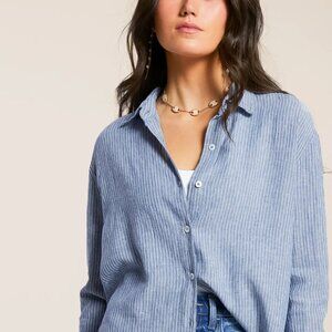 Z Supply Striped Blue White Lightweight Shirt Sz Small